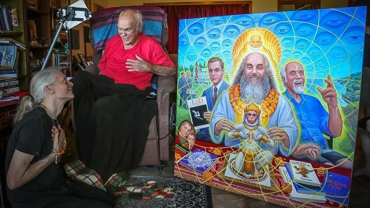 Visionary artists, Allyson and Alex Grey join Raghu to share their deep connection with Ram Dass, Be Here Now, Maharajji, psychedelics, Dzogchen Buddhism, and creativity.